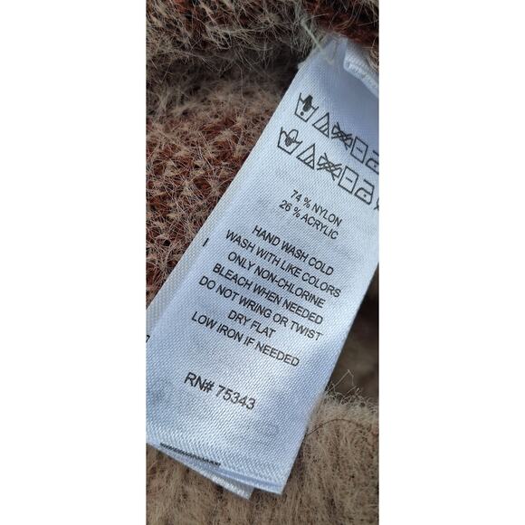 Sincerely Jules Fuzzy V neck Argyle Sweater Vest Brown Tan Size M Academia - Picture 6 of 8